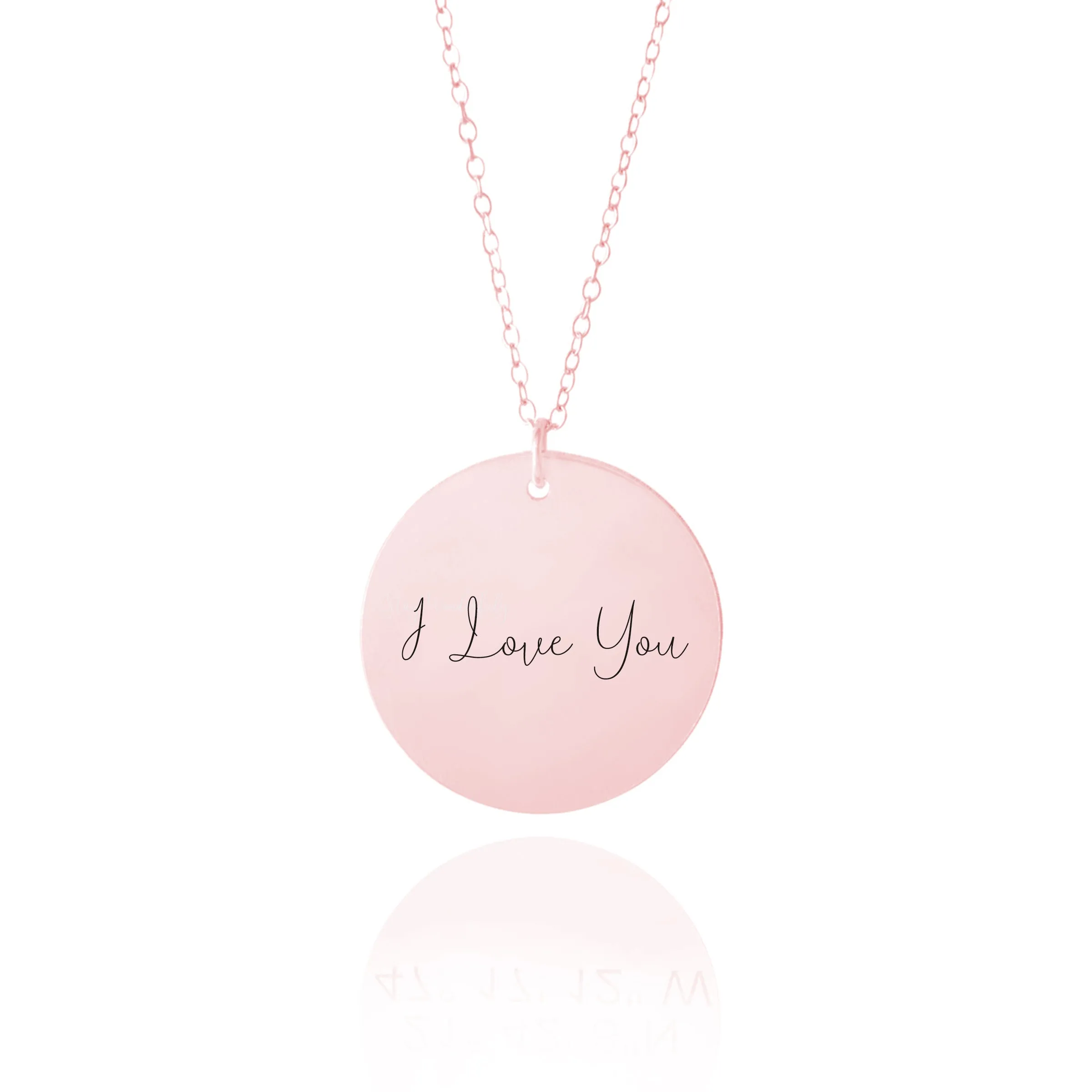 Gold Disc Handwriting Necklace