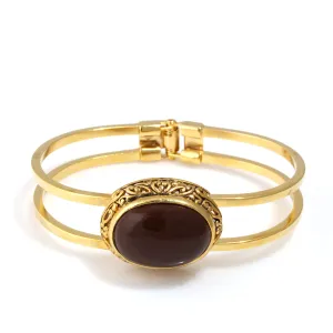 GOLD FILIGREE BROWN BRACELET #FW-B4442G/BR (O line Top riser)