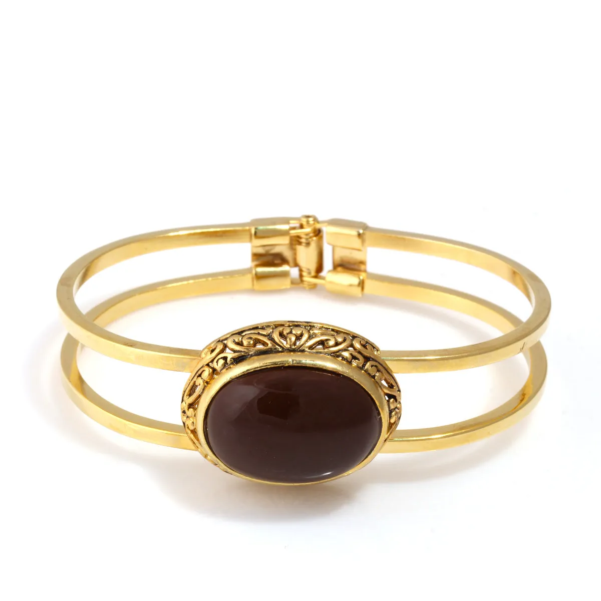 GOLD FILIGREE BROWN BRACELET #FW-B4442G/BR (O line Top riser)