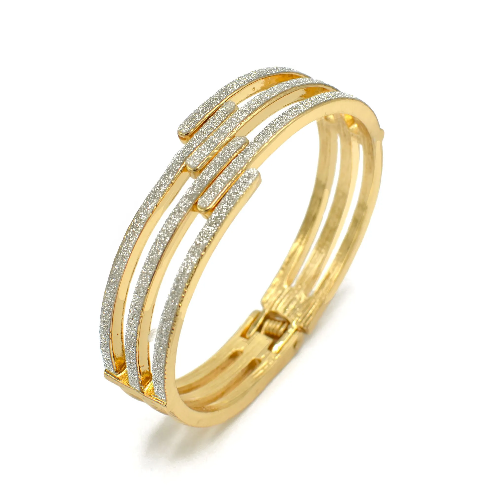 Gold glitter Oval hinge bracelet #SA-YS-104259GS(OC1)
