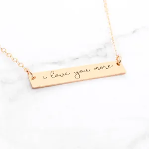 Gold Handwriting Bar Necklace