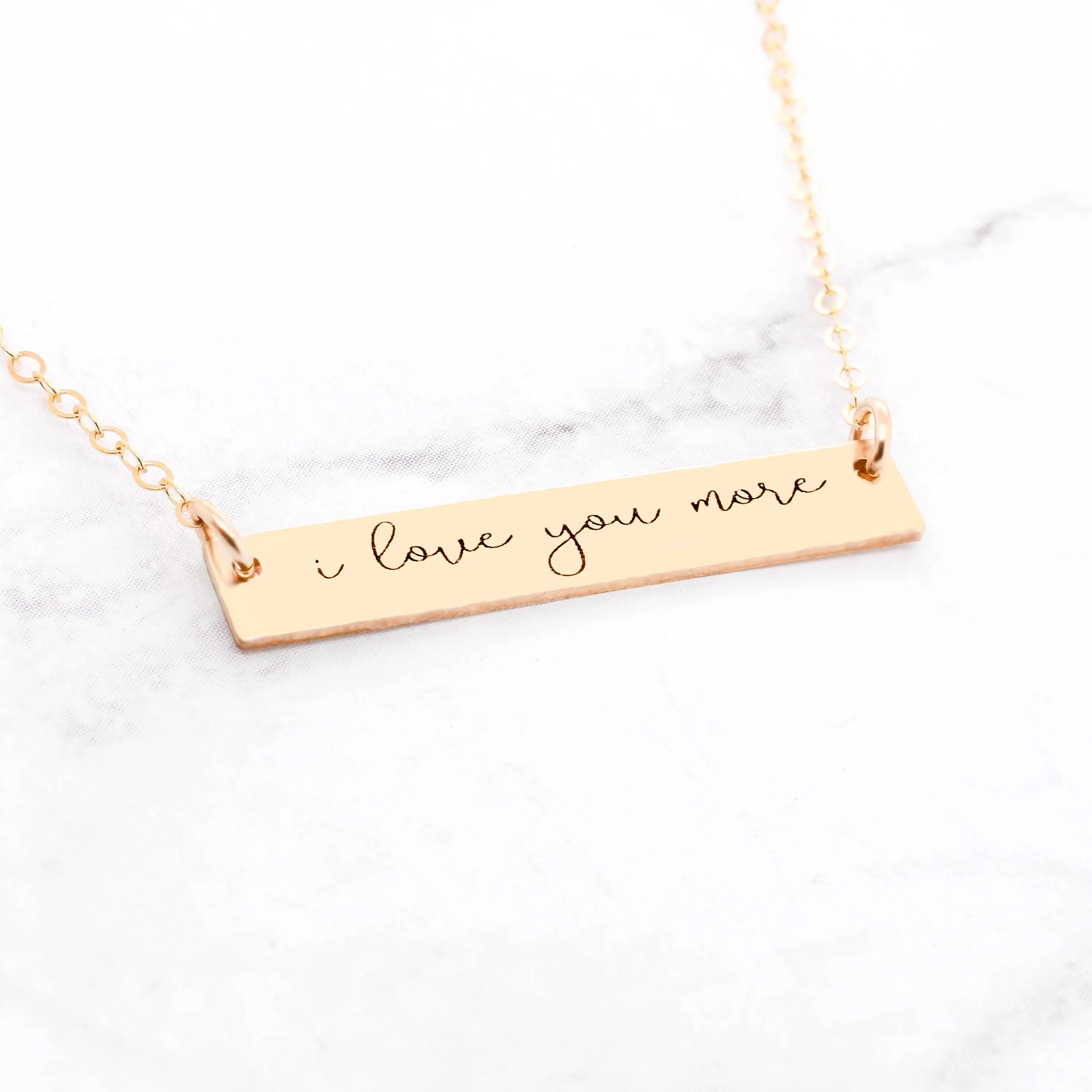Gold Handwriting Bar Necklace