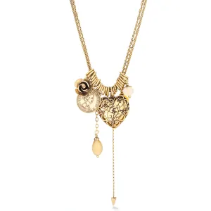 GOLD HEART FILIGREE LOCKET YELLOW CHARM NECKLACES #211NT1101