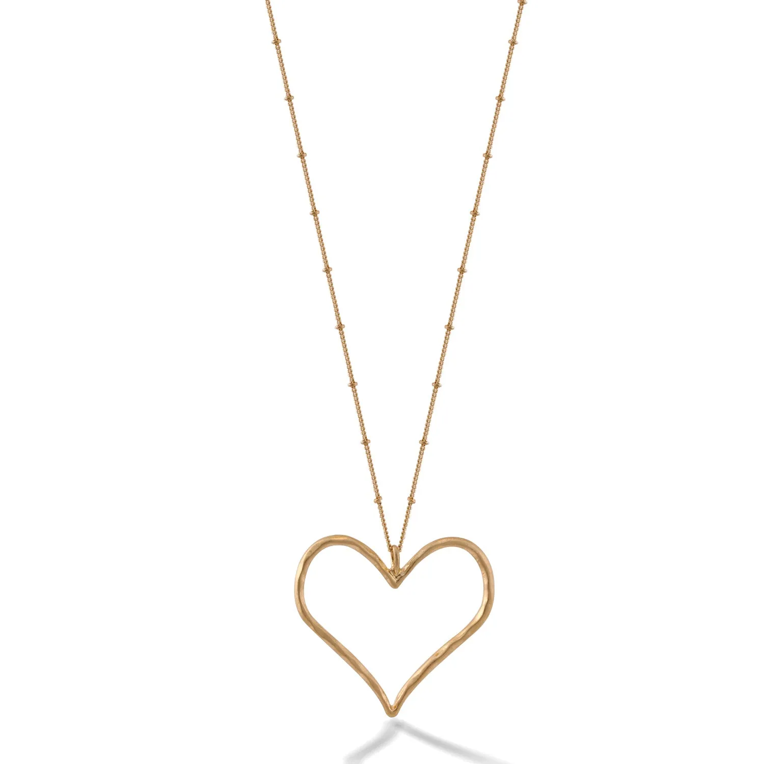 GOLD HEART PENDANT LONG CHAIN NECKLACE #SQHX-07020503 (LE13)