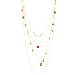 GOLD LAYERED  NECKLACES #SQGN6061002-SL (HF15)