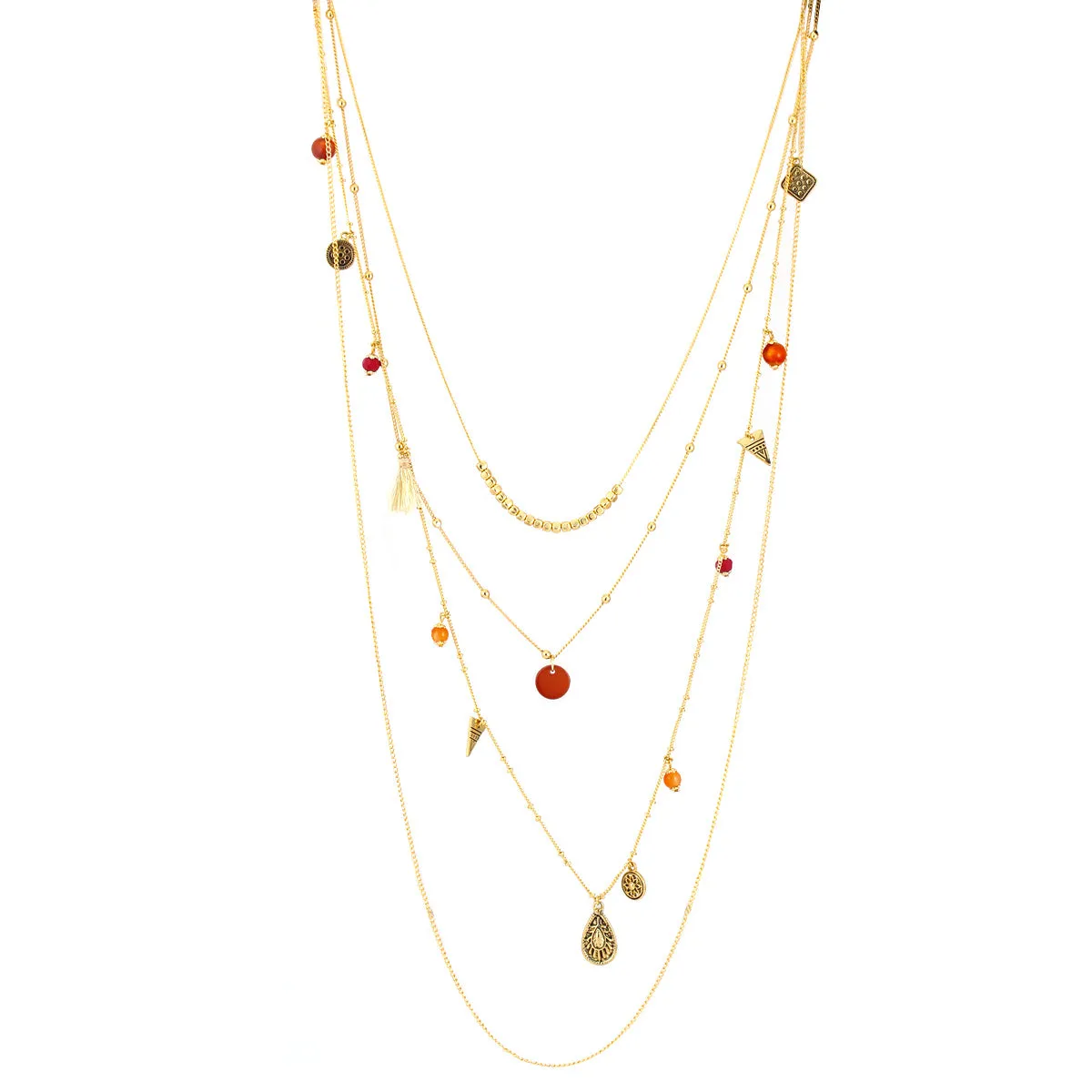 GOLD LAYERED  NECKLACES #SQGN6061002-SL (HF15)