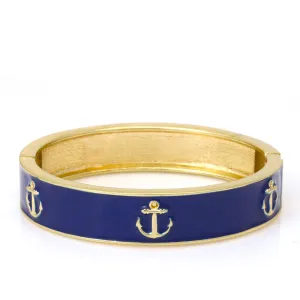 GOLD NAVY EPOXY HINGED BRACELET #SA9768_GLD-NAVY