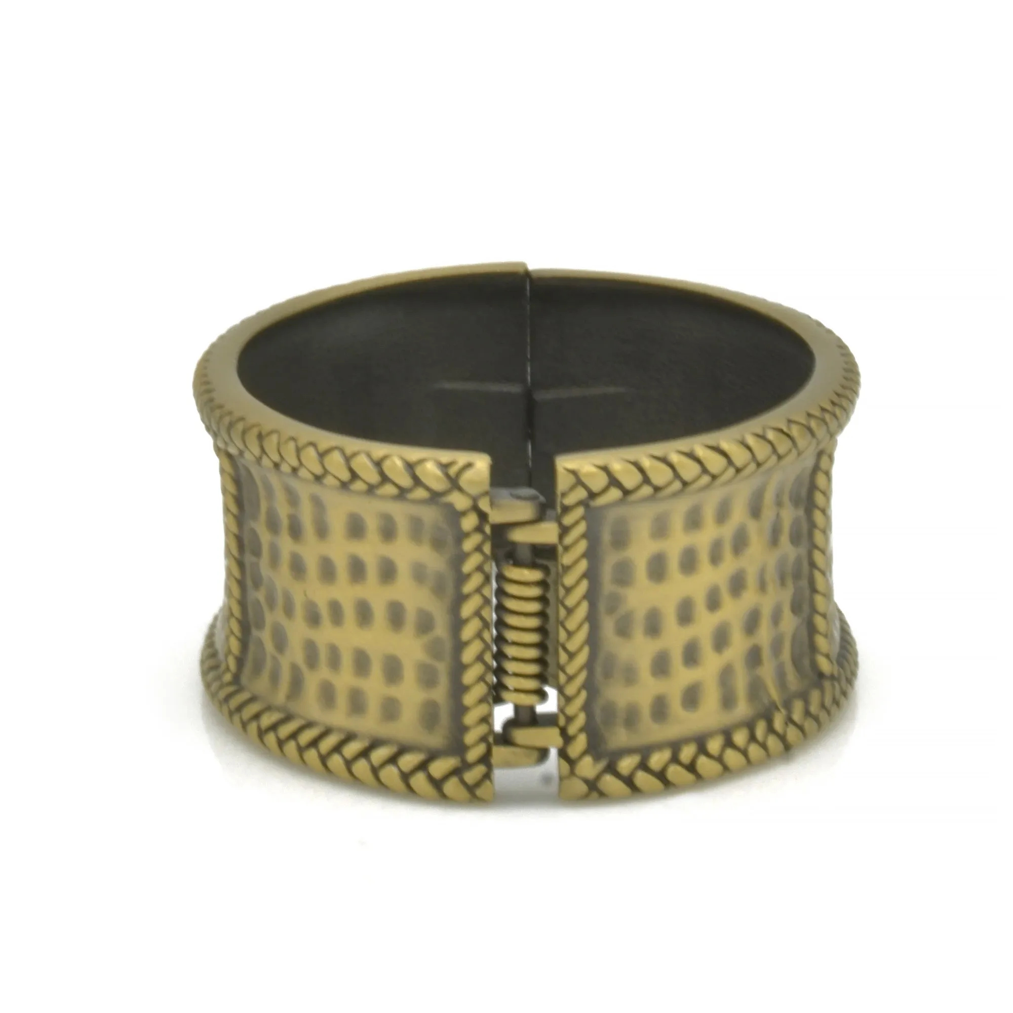 GOLD OXIDIZED MATTE FINISHED HAMMERED HINGED BRACELET #FW-B9081G