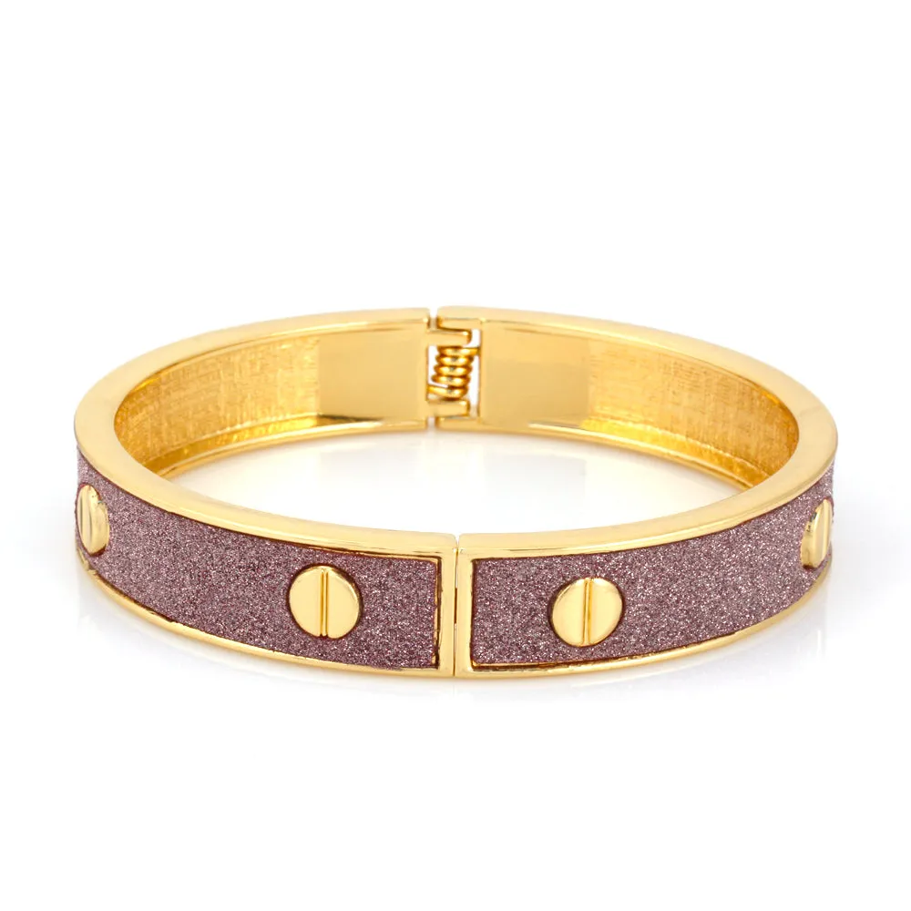 GOLD PEACH LOVE HINGED BRACELETS #SA-9369GR-PEA