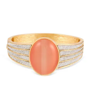 GOLD PEACH STONE HINGED  BRACELETS #SQHXB69221GPH (RB11)