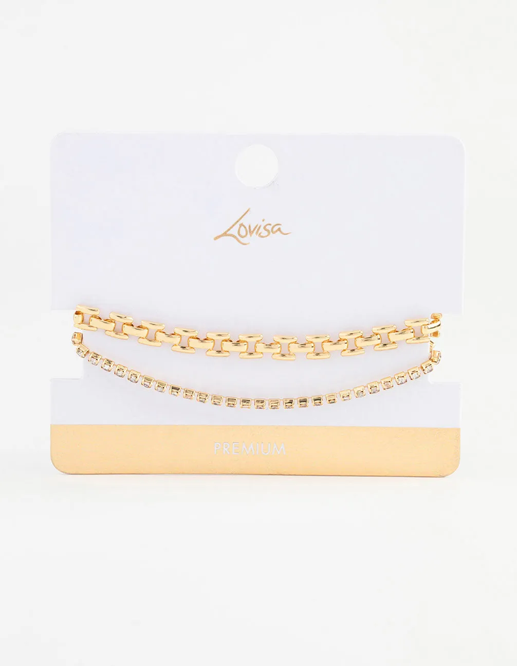 Gold Plated Link Chain & Tennis Bracelet Pack