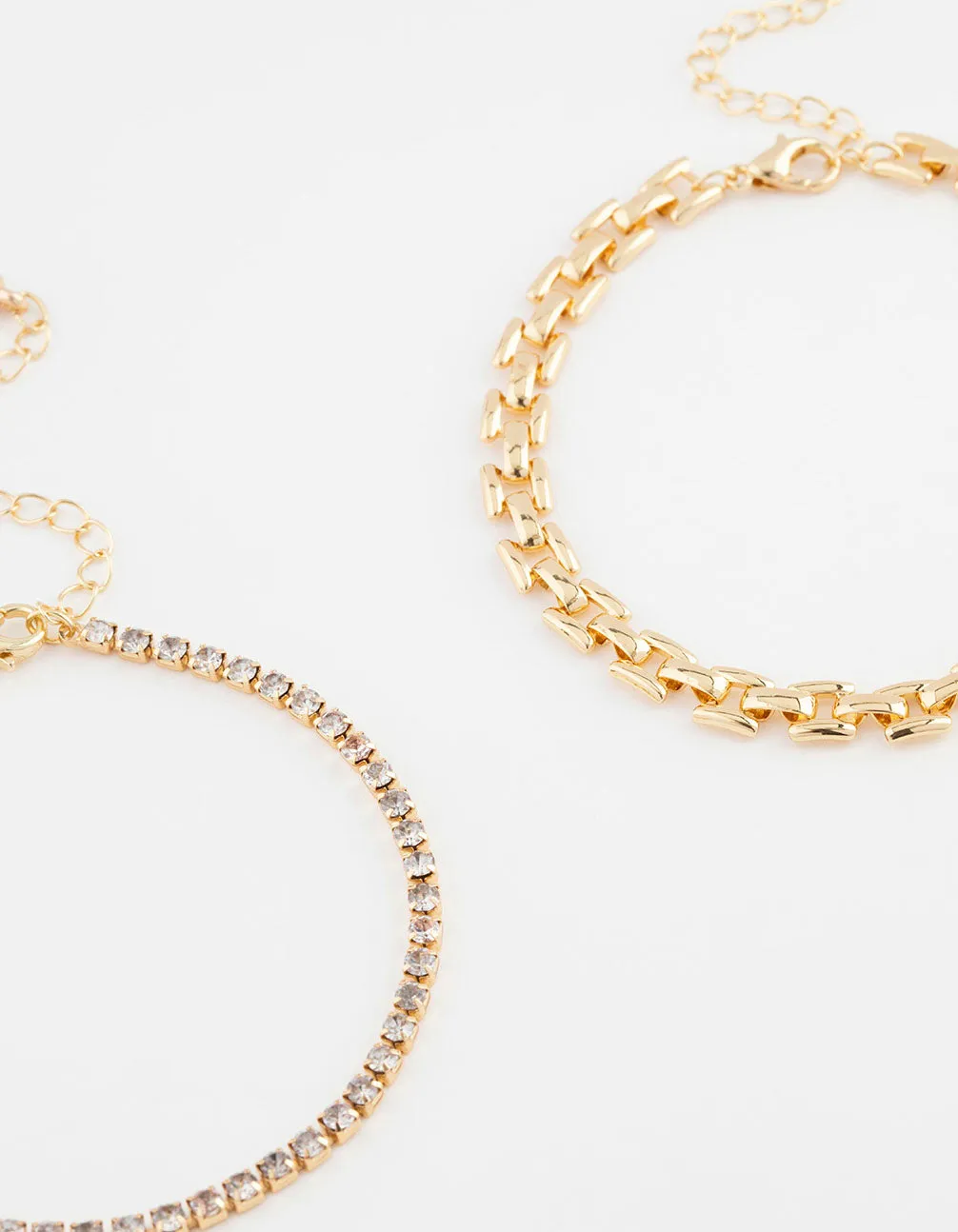 Gold Plated Link Chain & Tennis Bracelet Pack