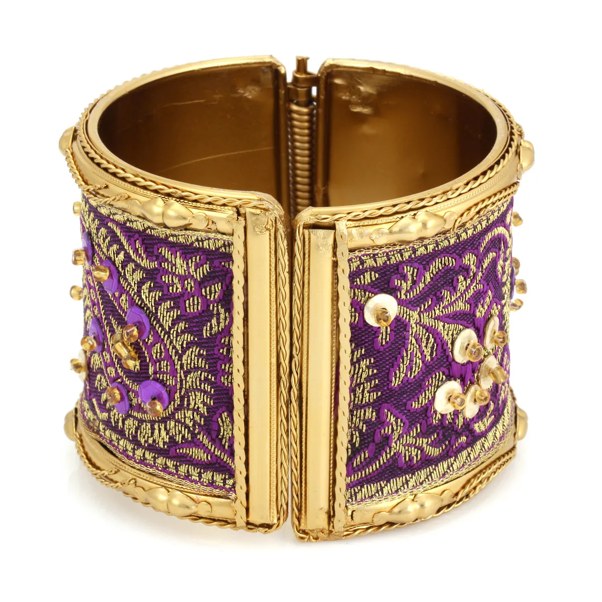 GOLD PURPLE INDIAN HINGED BRACELET #B2225290 DRK PURPLE (14th FL)