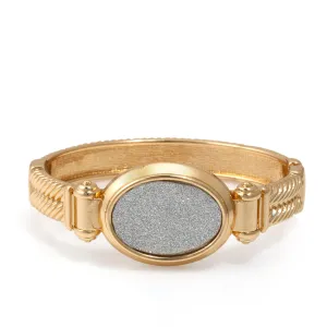 GOLD ROPE OVAL SILVER SANDED HINGED BRACELET #SQ321-1029-0646GL