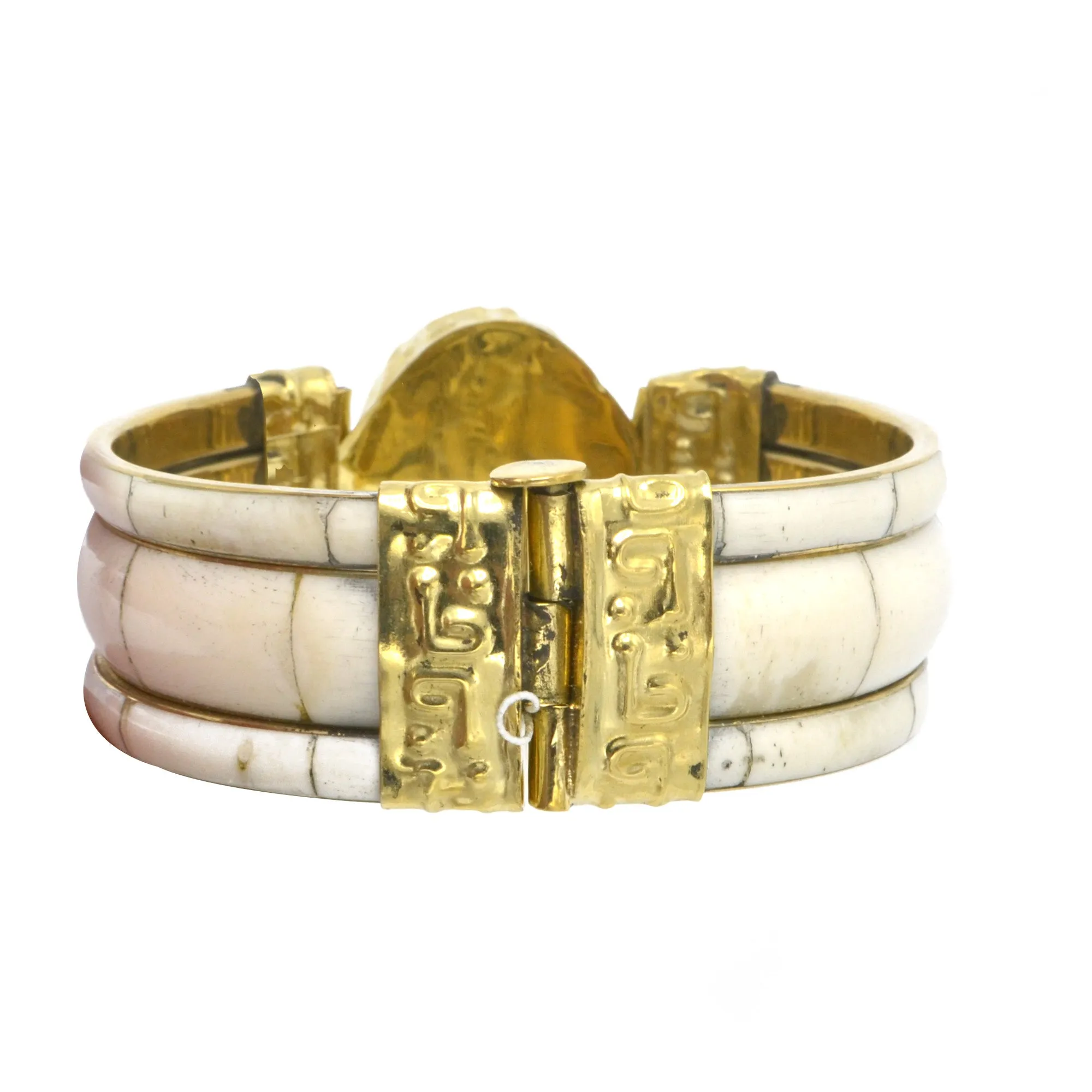 GOLD TURQUOISE AND BONE BANGLE #FWNK-1907-02 (FE5-JF4)