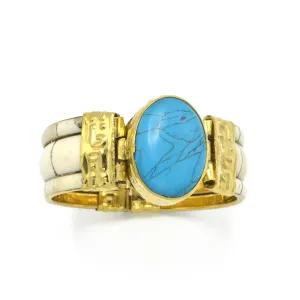 GOLD TURQUOISE AND BONE BANGLE #FWNK-1907-02 (FE5-JF4)