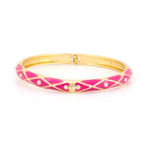 GOLD WHITE CRYSTAL FUSCHIA HINGED BRACELETS  #SA8279 G/FUCHIA (HG4)