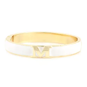 GOLD WHITE "M" FOR MARVELOUS HINGED BRACELET  #SA-9850