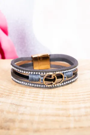 Gray Infiniti Goldtone Multi-Strand Magnetic Bracelet