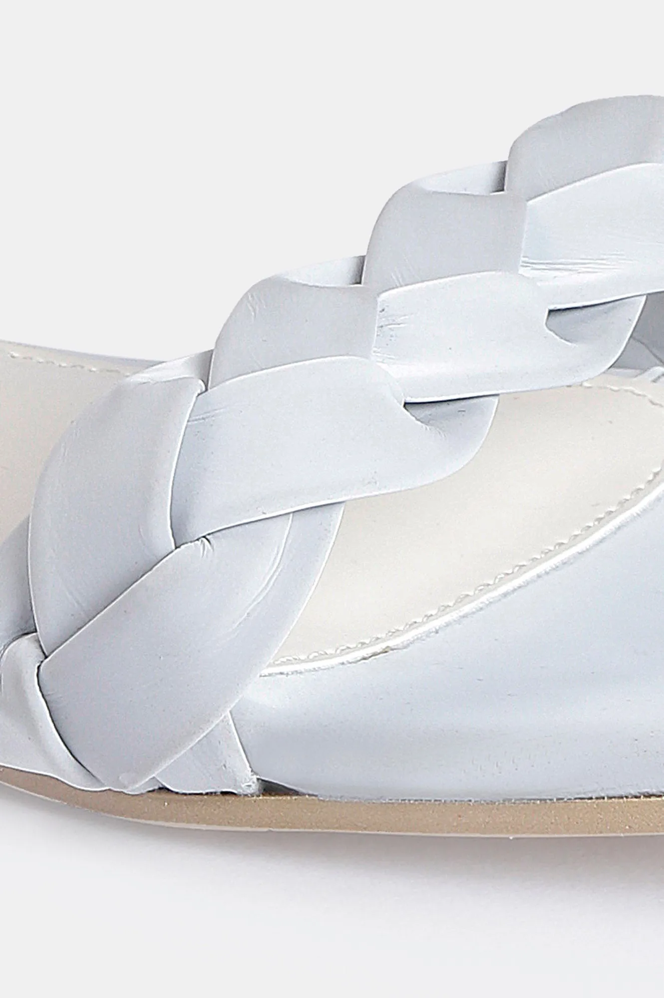 Grey Square Toe Woven Design Flat - Zjanice