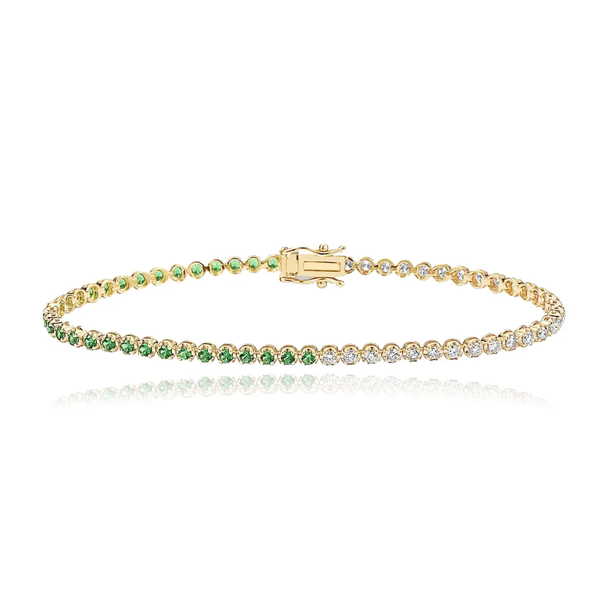 Half & Half Gemstone and Diamond Tennis  Bracelet