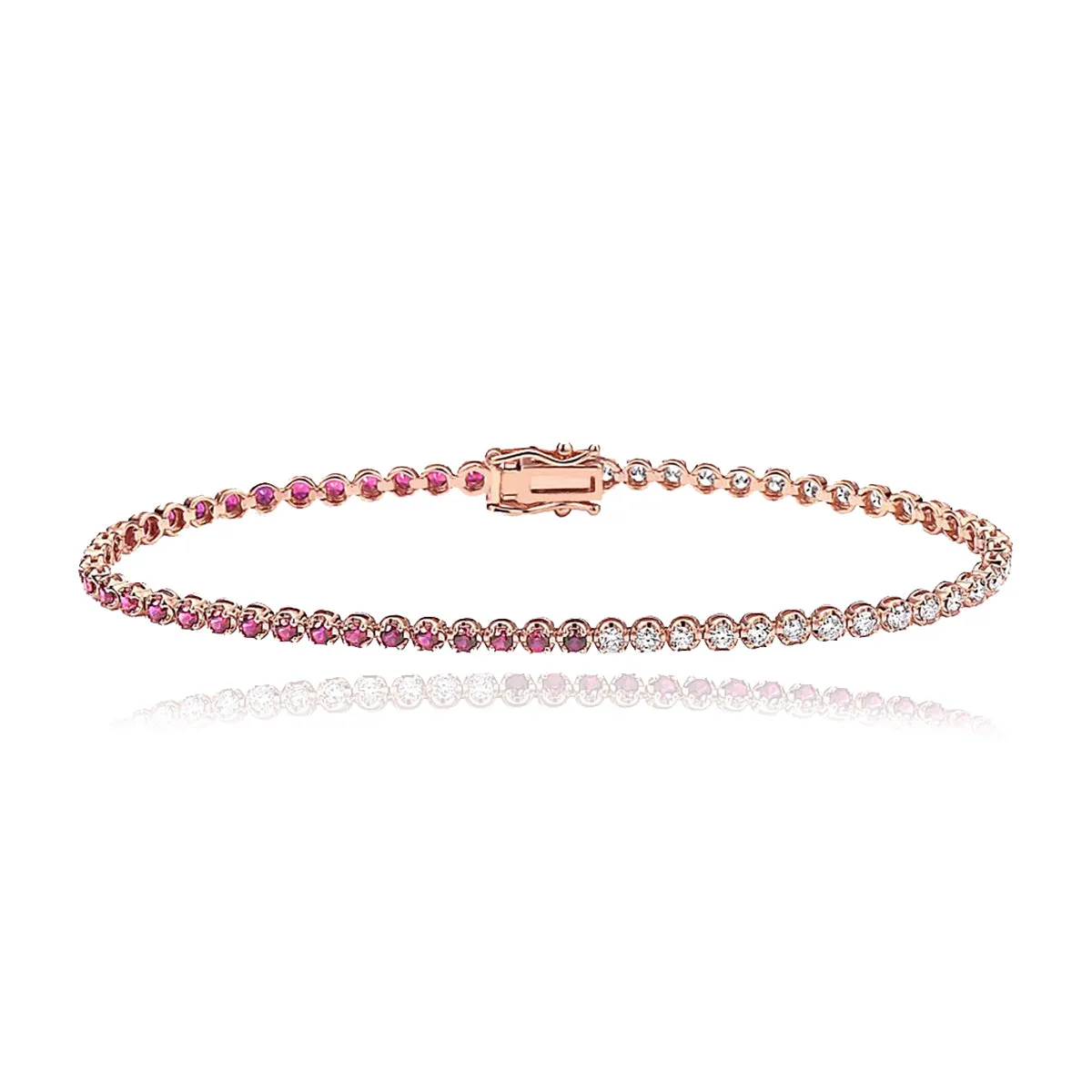 Half & Half Gemstone and Diamond Tennis  Bracelet