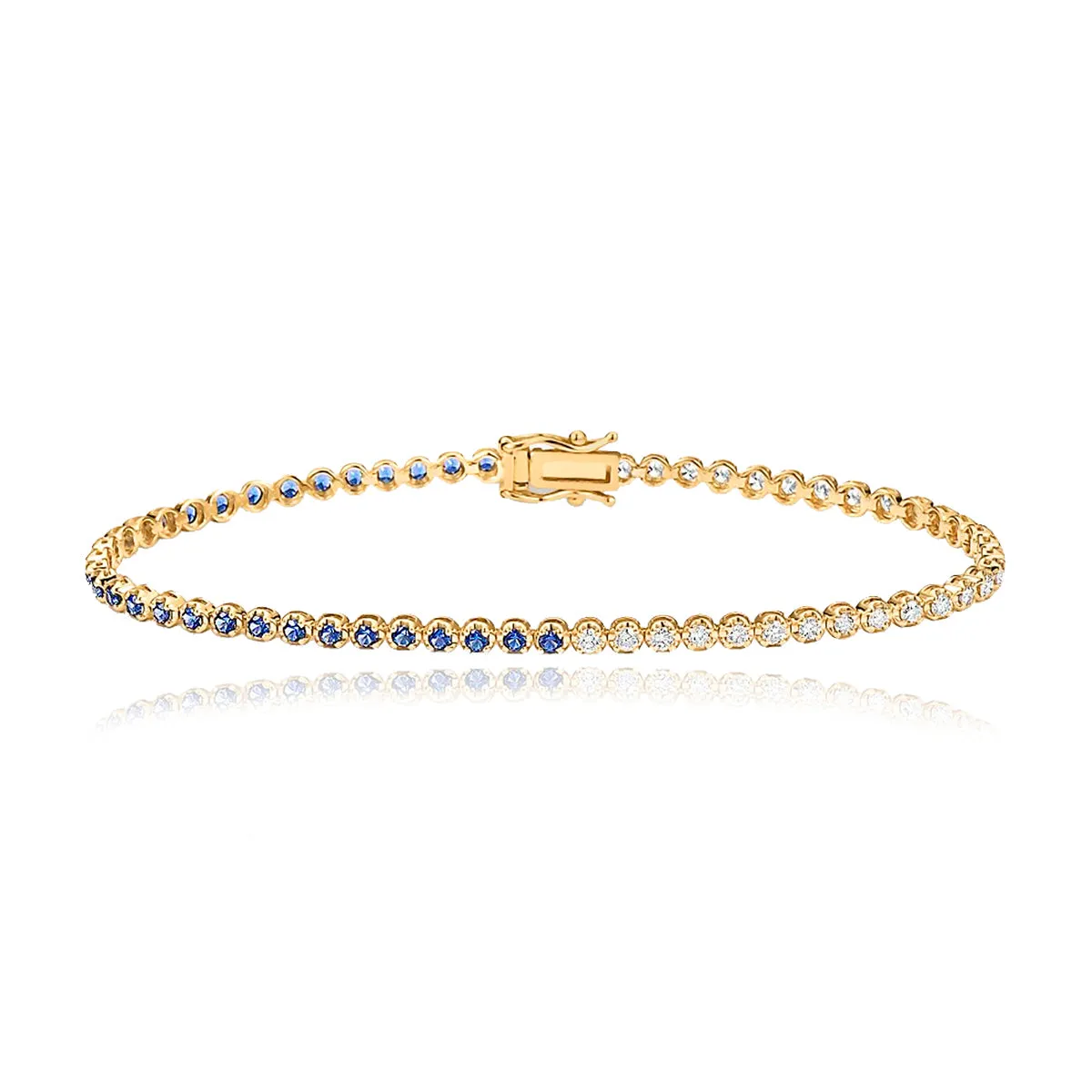 Half & Half Gemstone and Diamond Tennis  Bracelet