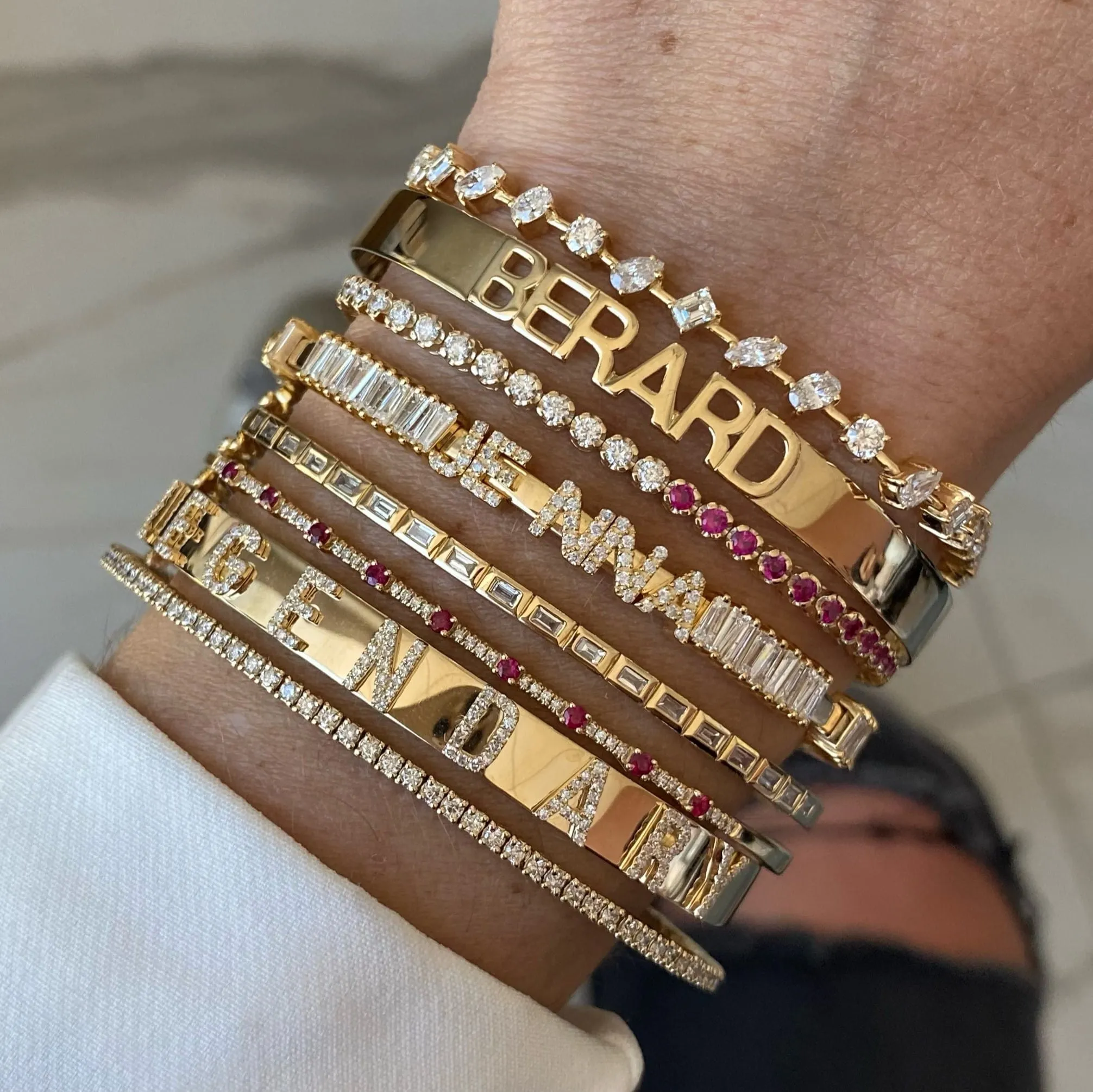 Half & Half Gemstone and Diamond Tennis  Bracelet