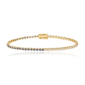 Half & Half Gemstone and Diamond Tennis  Bracelet