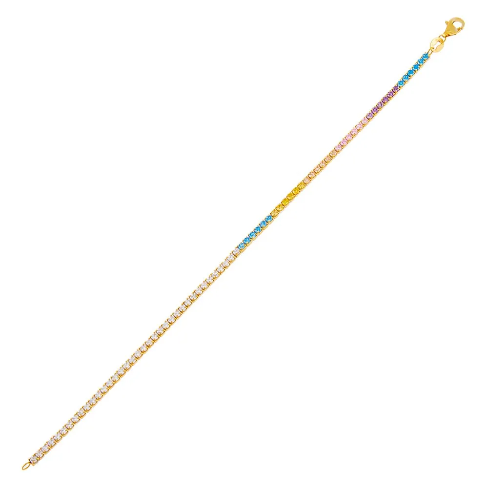 Half Pastel CZ Tennis Bracelet