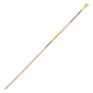 Half Pastel CZ Tennis Bracelet