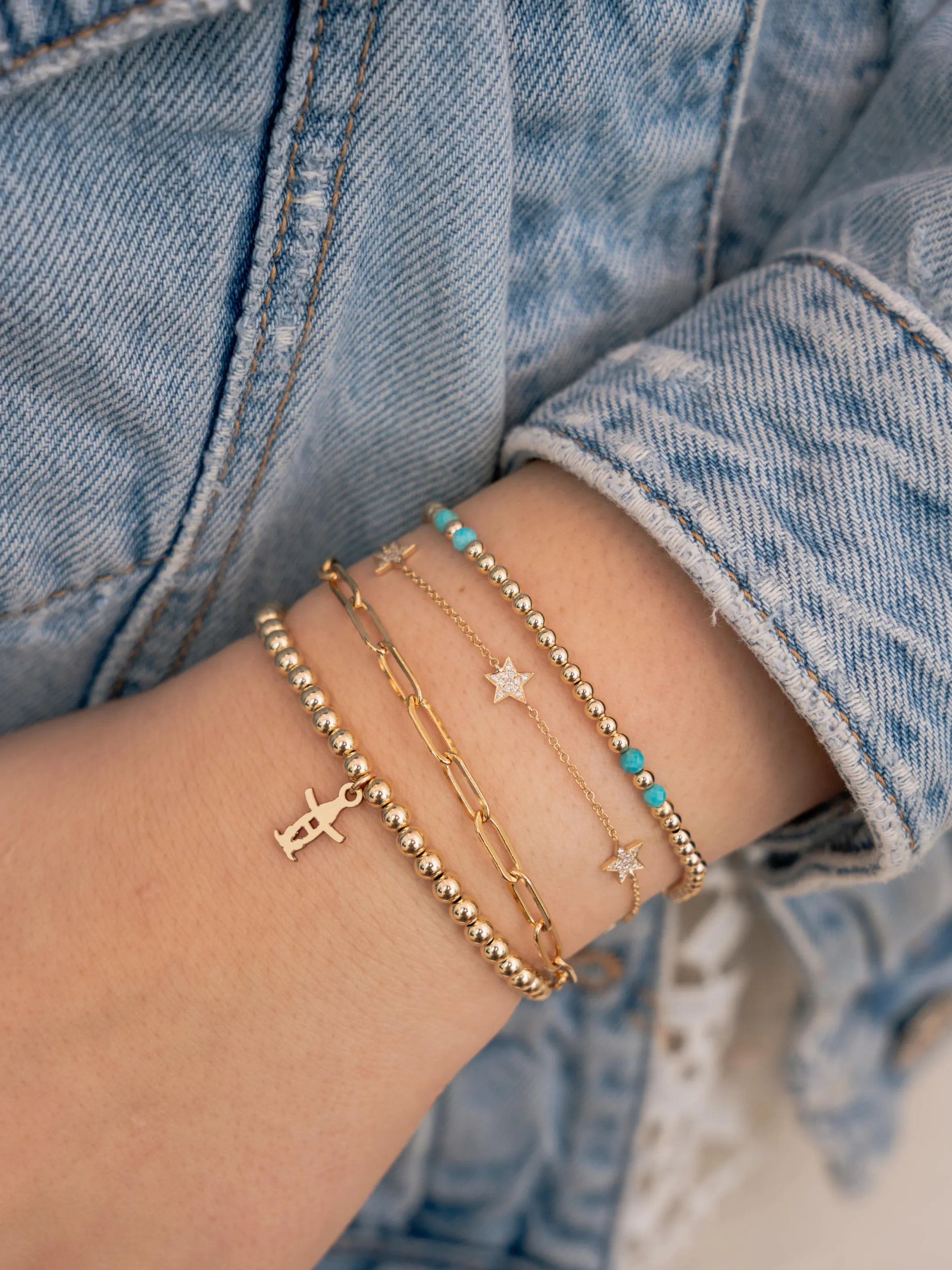 Hallie Diamond Star Bracelet 14K