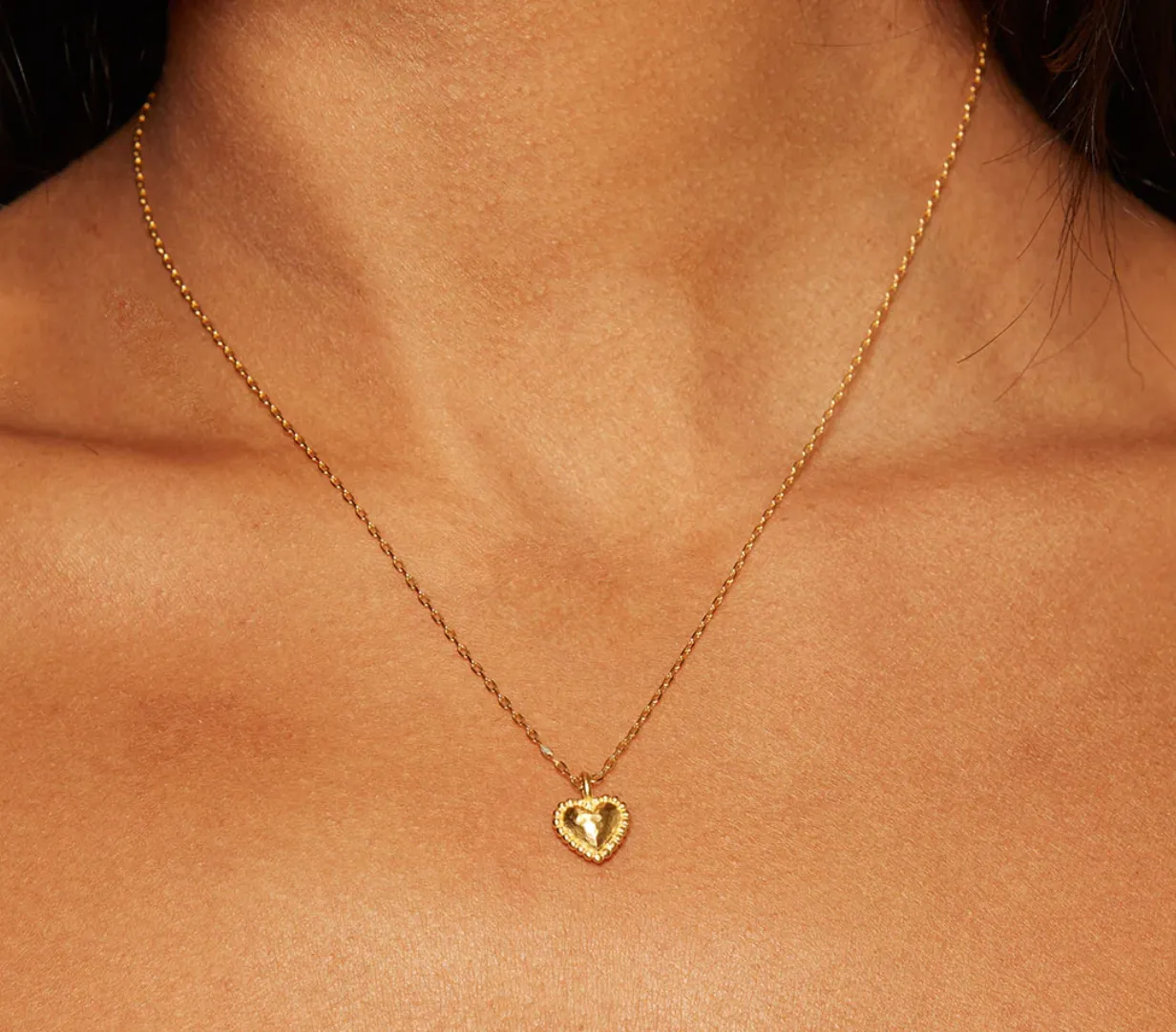 Hammered Dot Heart Pendant Necklace