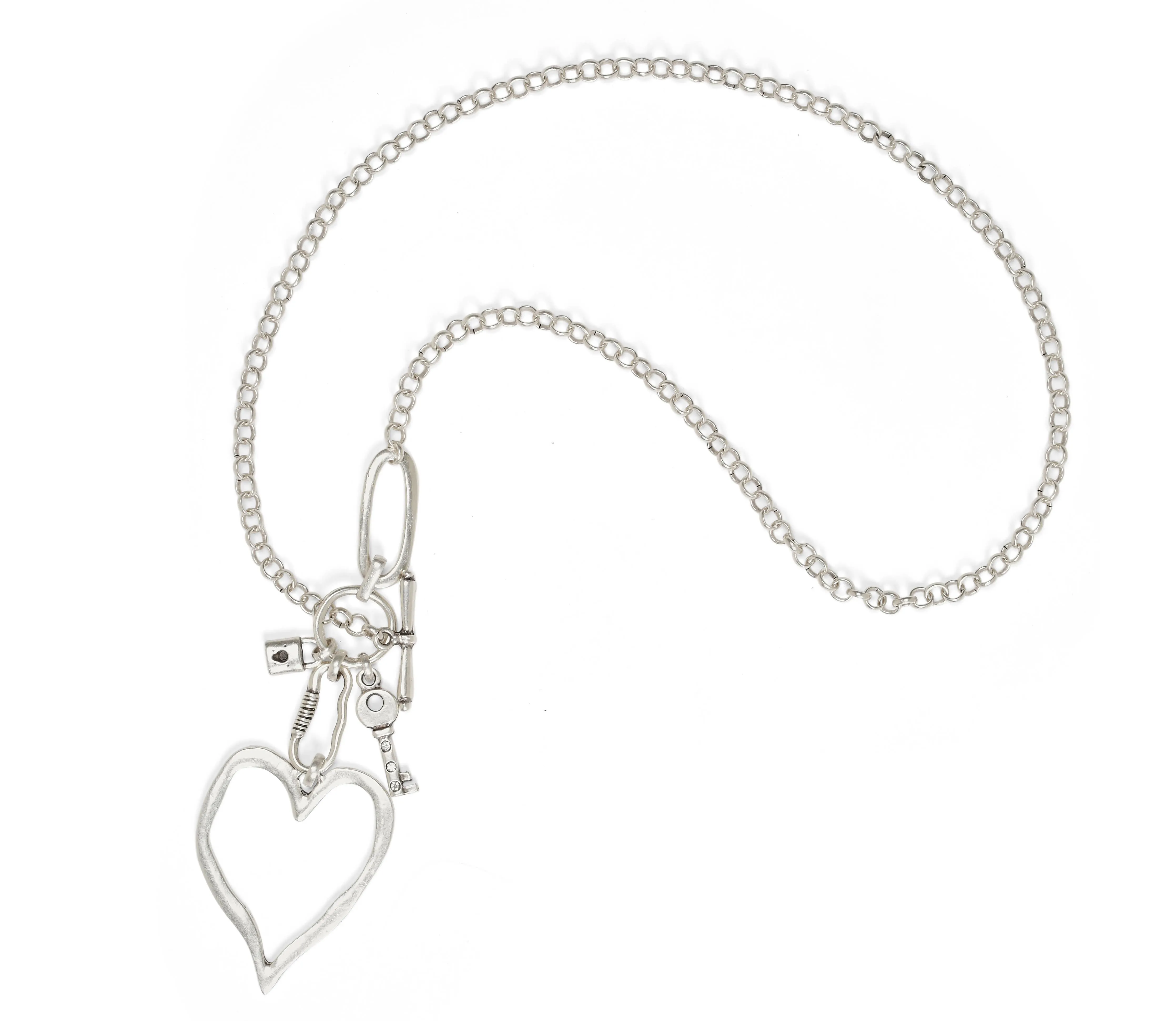 Handmade Big Heart Pewter Necklace - NN3553