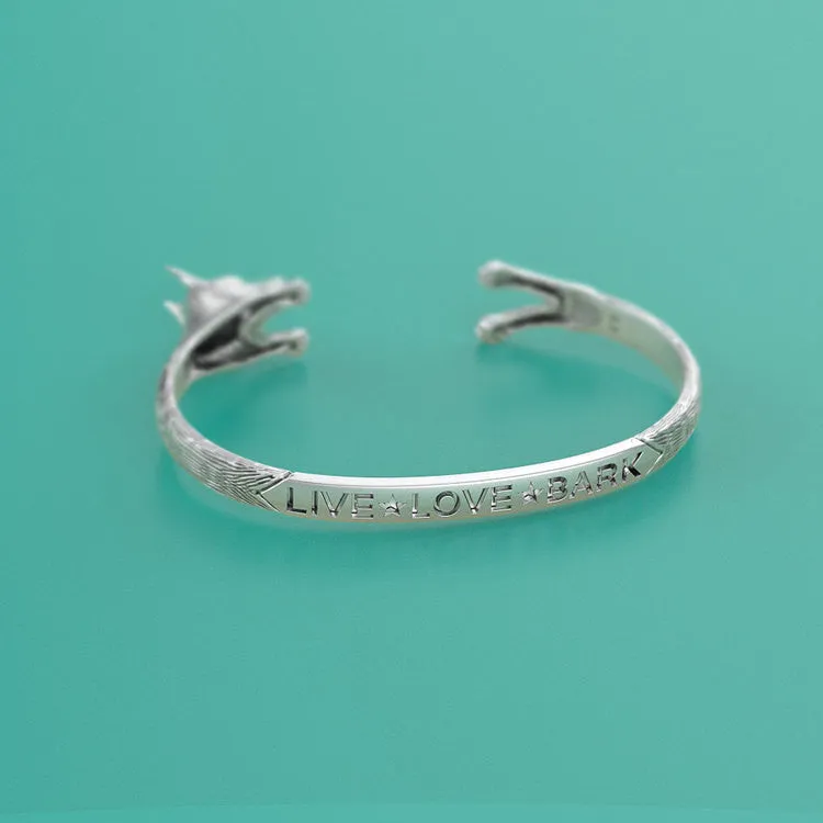 Handmade Doberman Breed Cuff Bracelet in Oxidized 925 Sterling Silver. For all the Dog, Puppy, and Pet Lovers.