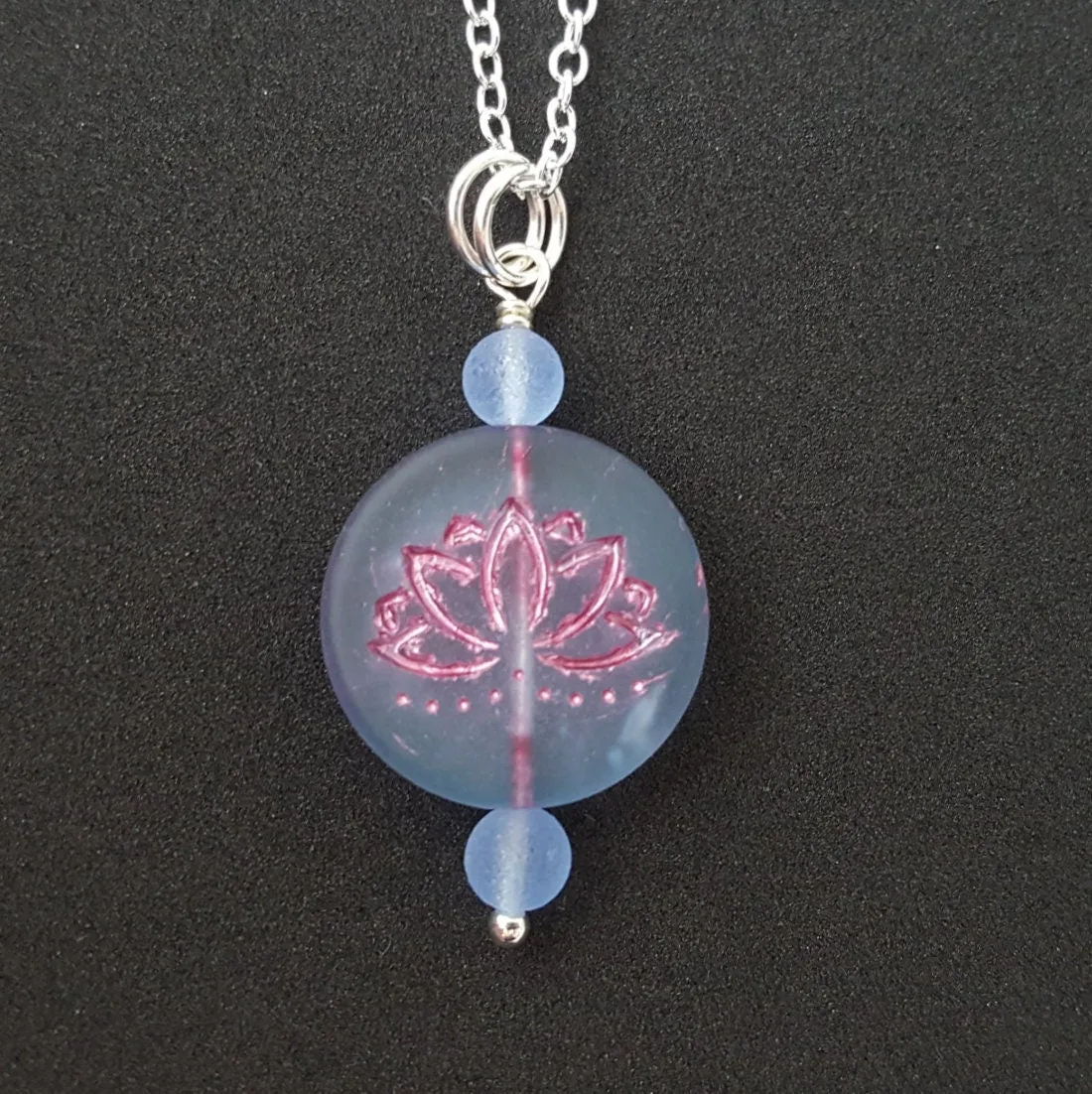 Handmade in Hawaii, Bohemian glass Lotus "Yoga" necklace,   Hawaiian Gift, FREE gift wrap, FREE gift message