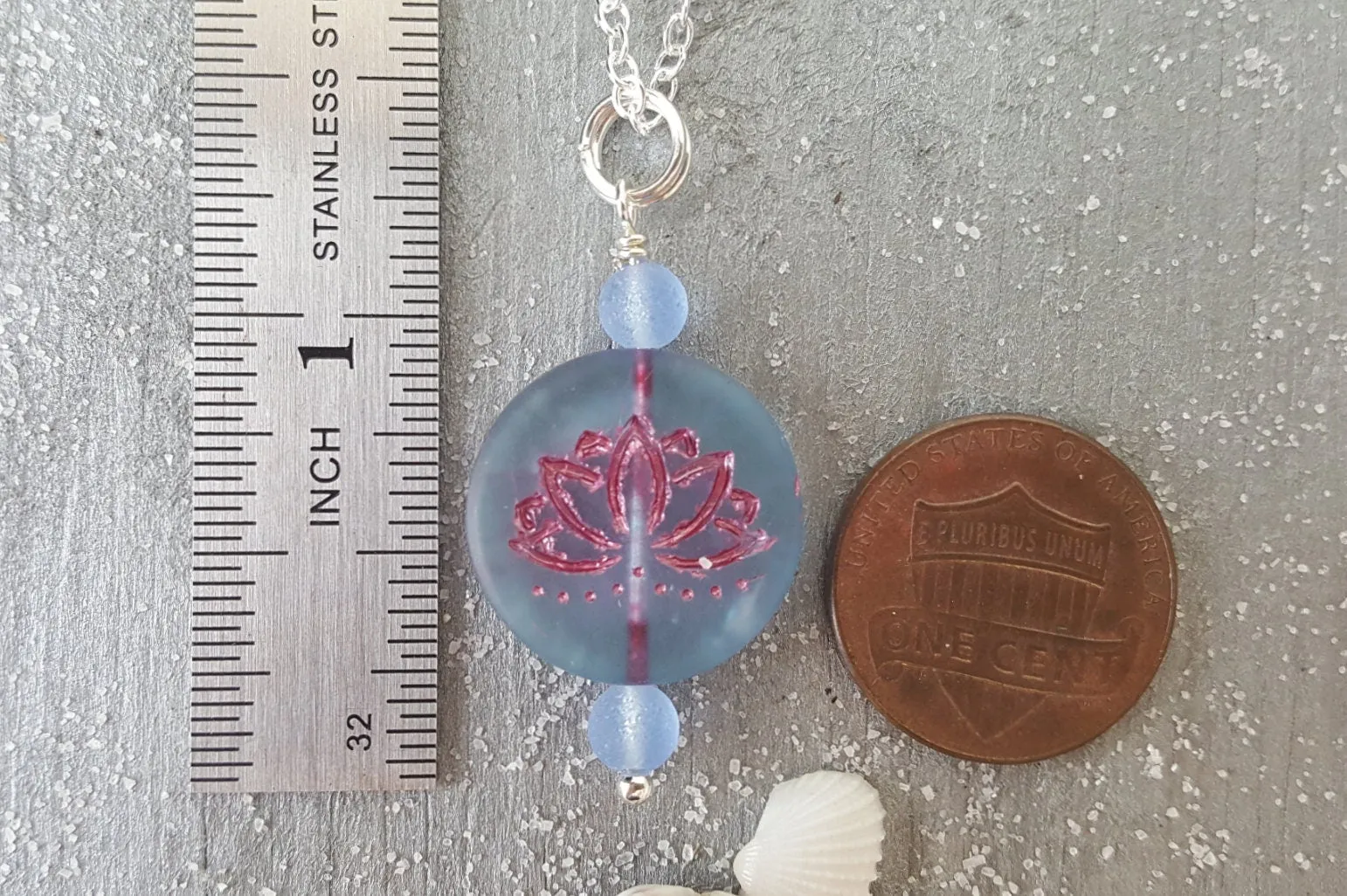 Handmade in Hawaii, Bohemian glass Lotus "Yoga" necklace,   Hawaiian Gift, FREE gift wrap, FREE gift message