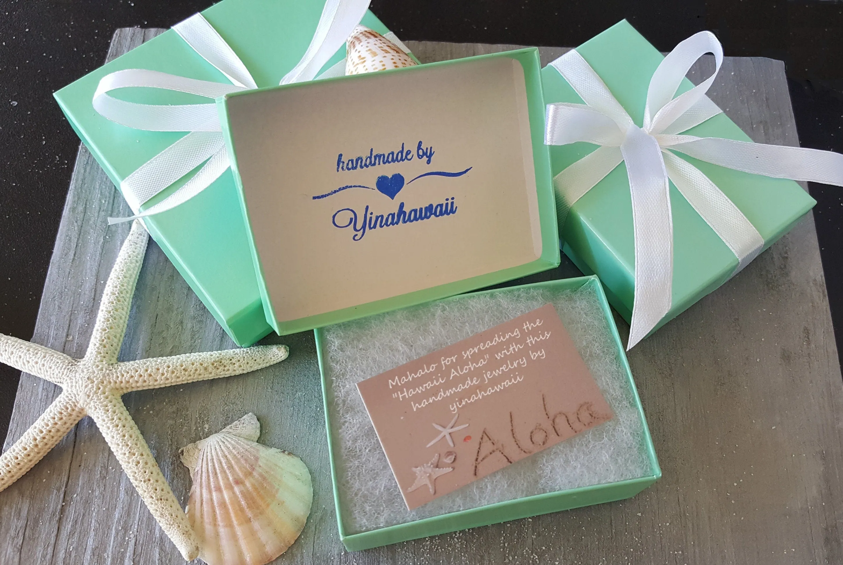 Handmade in Hawaii, Wire wrapped teal blue sea glass necklace, gift box, Mother's Day Gifts.sea glass jewelry.