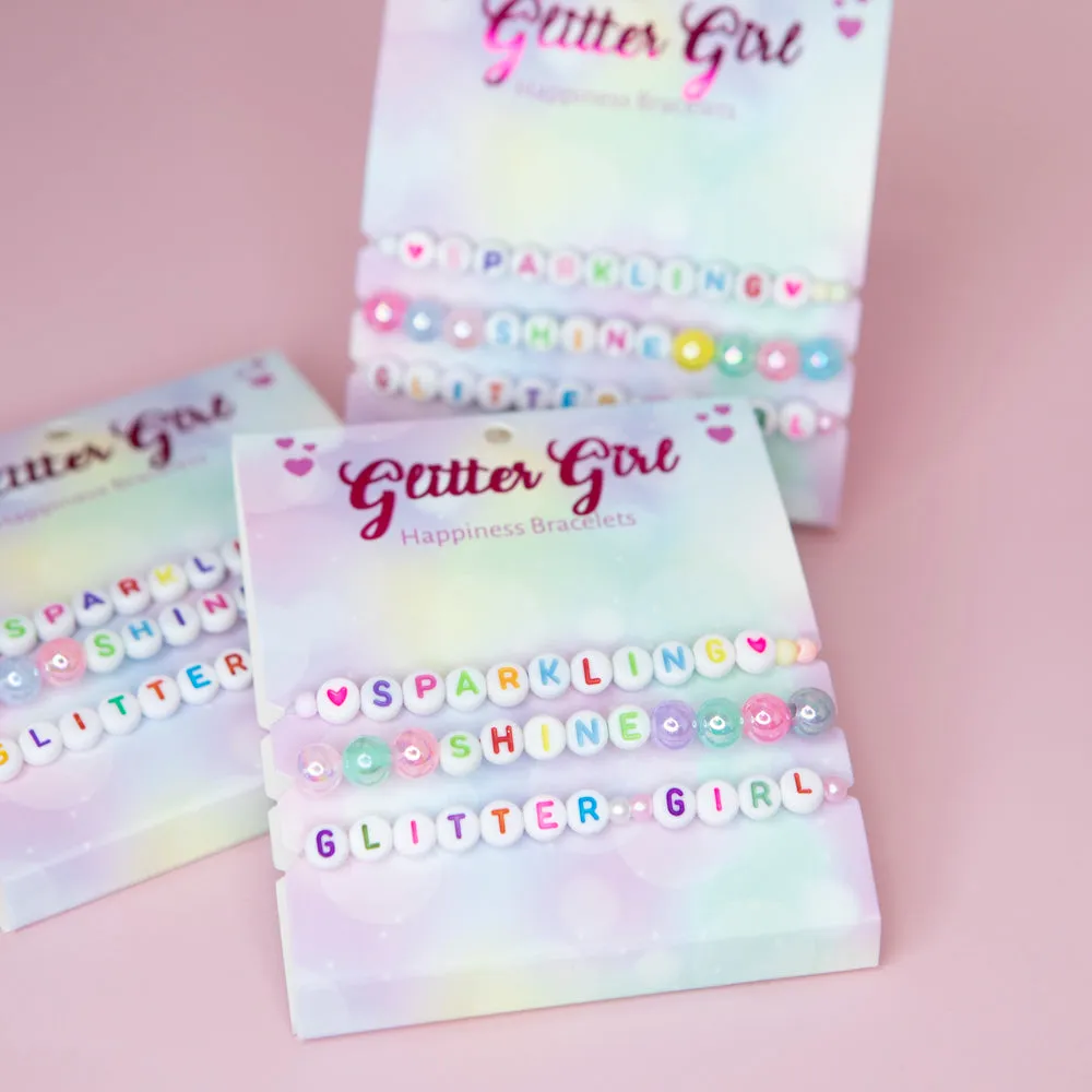 Happiness Bracelets. Glitter Girl Set.