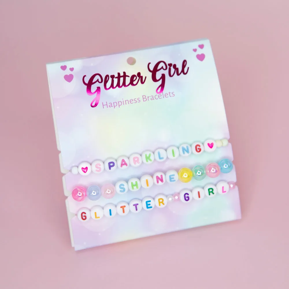 Happiness Bracelets. Glitter Girl Set.