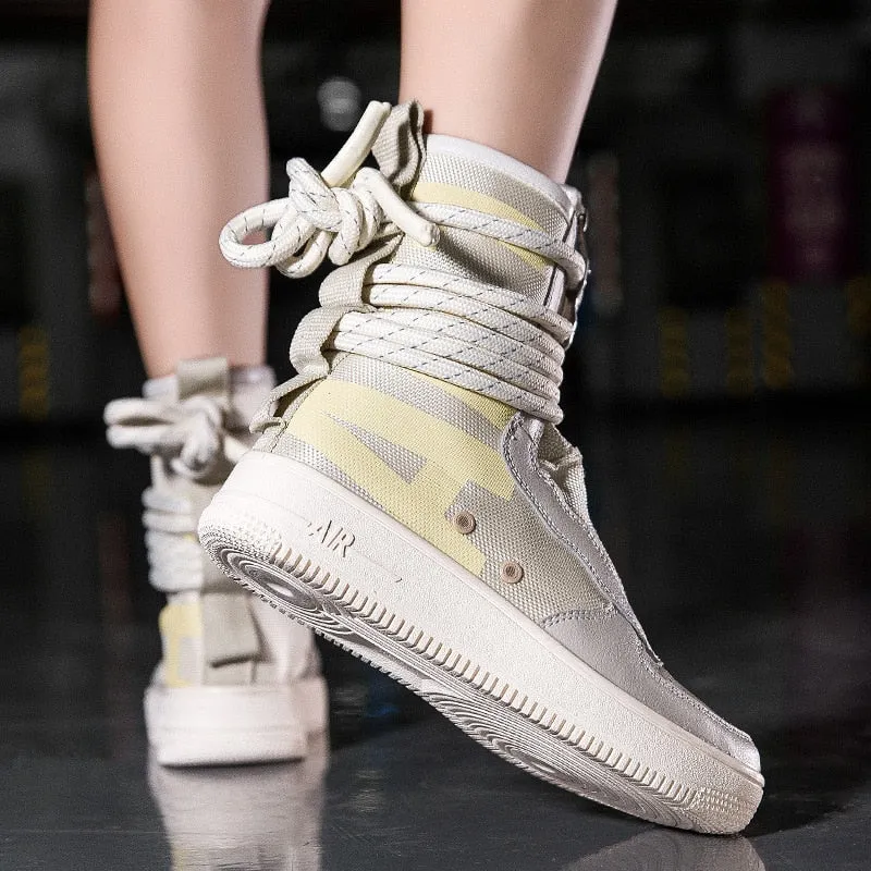 Harajuku Off Women Casual Dad Sneakers White High Top Shoes Female Autumn Unisex Walking Cross-tied Shoes Zapatos Tenis Feminino