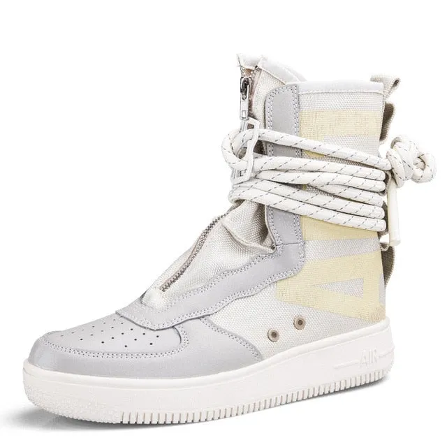 Harajuku Off Women Casual Dad Sneakers White High Top Shoes Female Autumn Unisex Walking Cross-tied Shoes Zapatos Tenis Feminino
