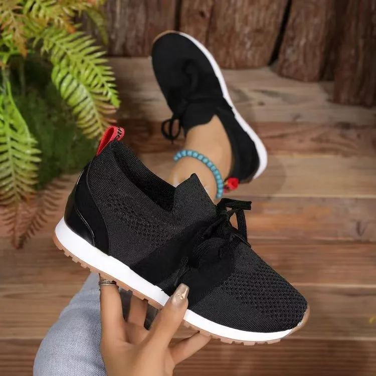 Hazel Blues® |  Lace Up Round Toe Woven Athletic