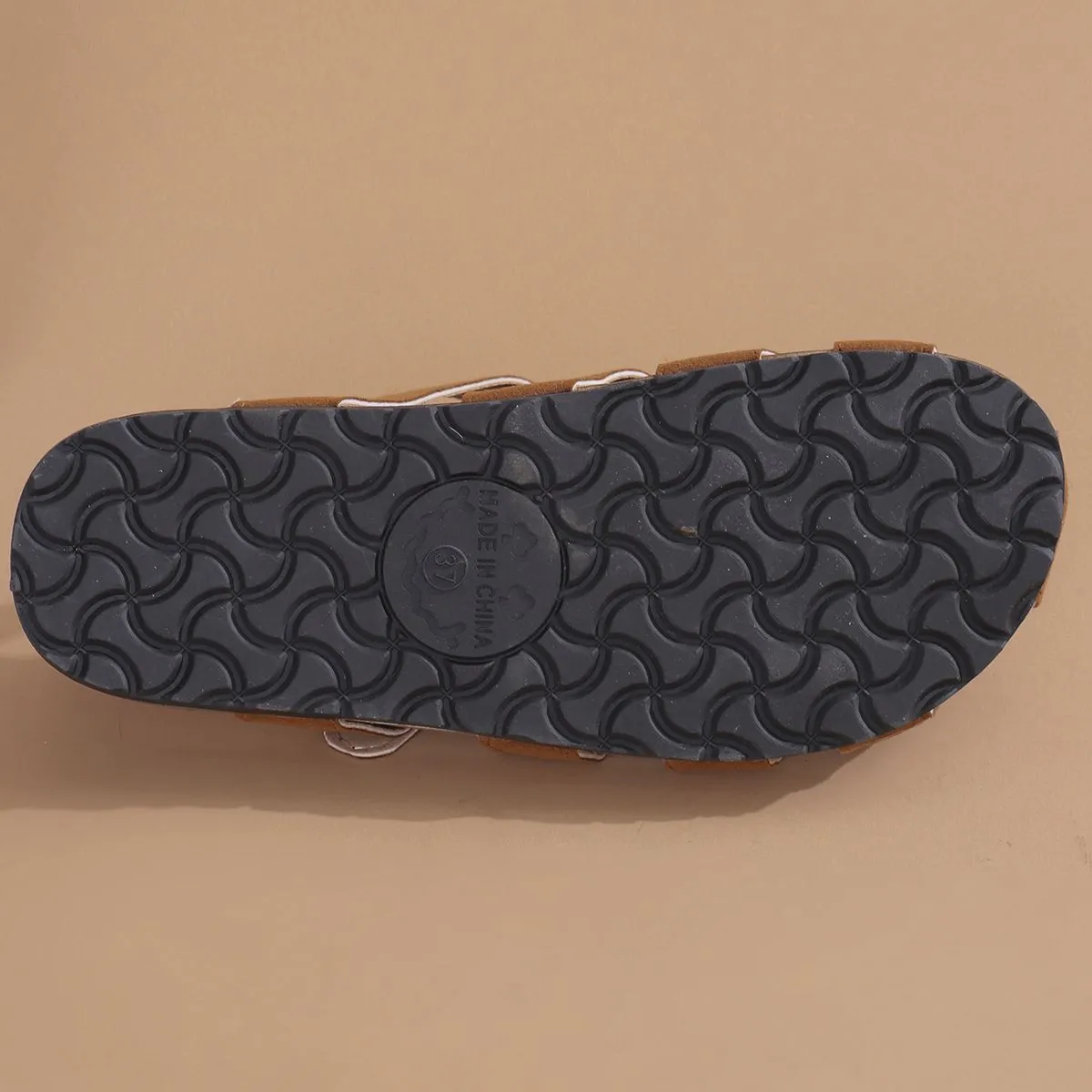 Hazel Blues® |  Suede Round Toe Woven Sandals