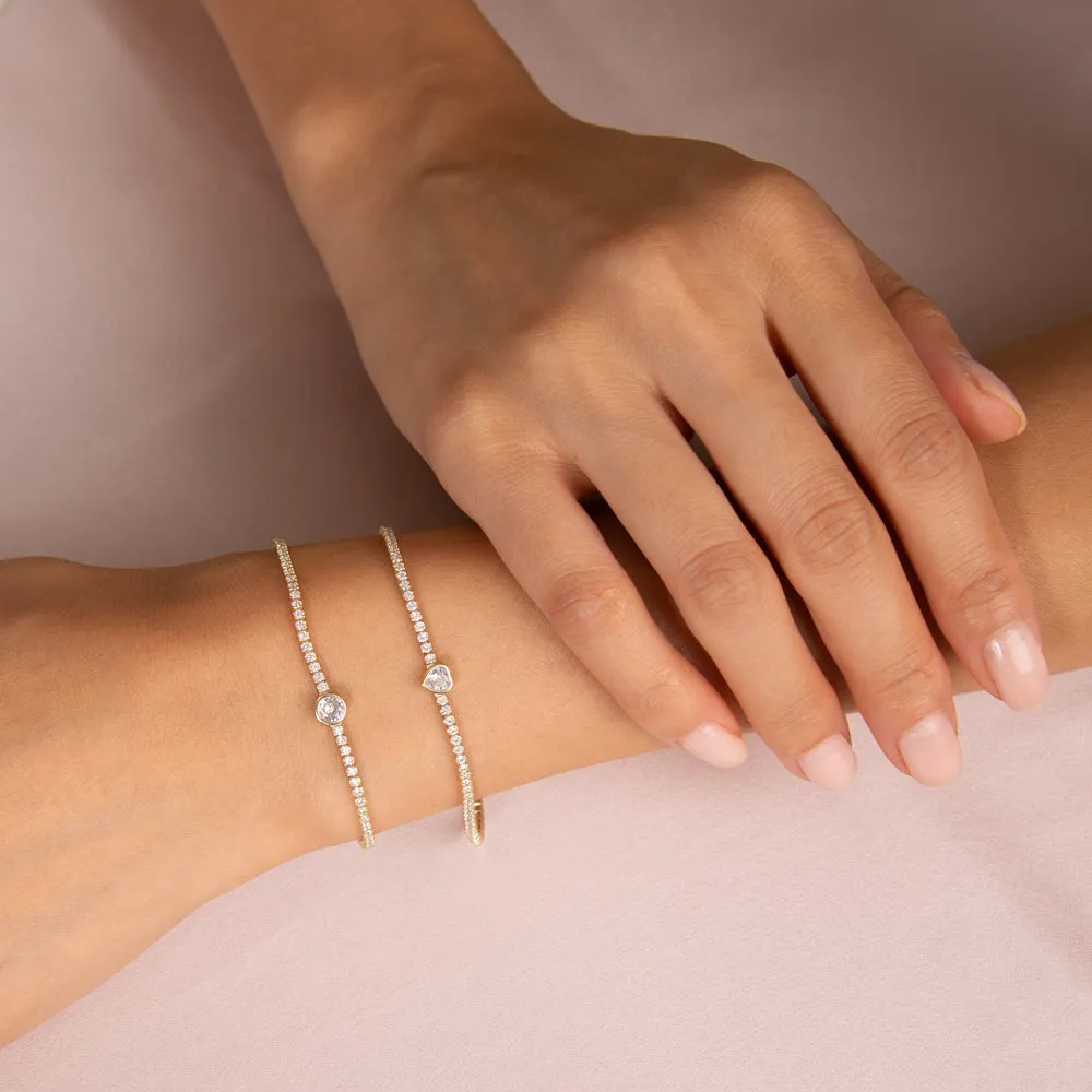 Heart Bezel Thin Tennis Bracelet