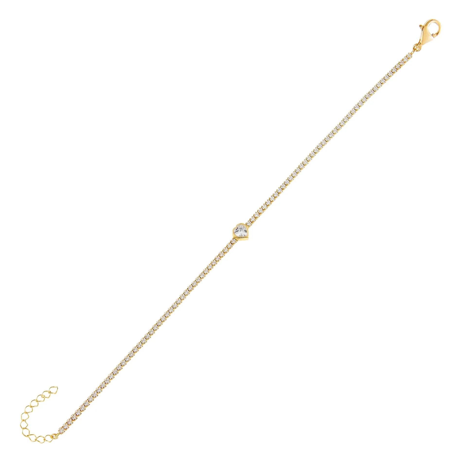 Heart Bezel Thin Tennis Bracelet