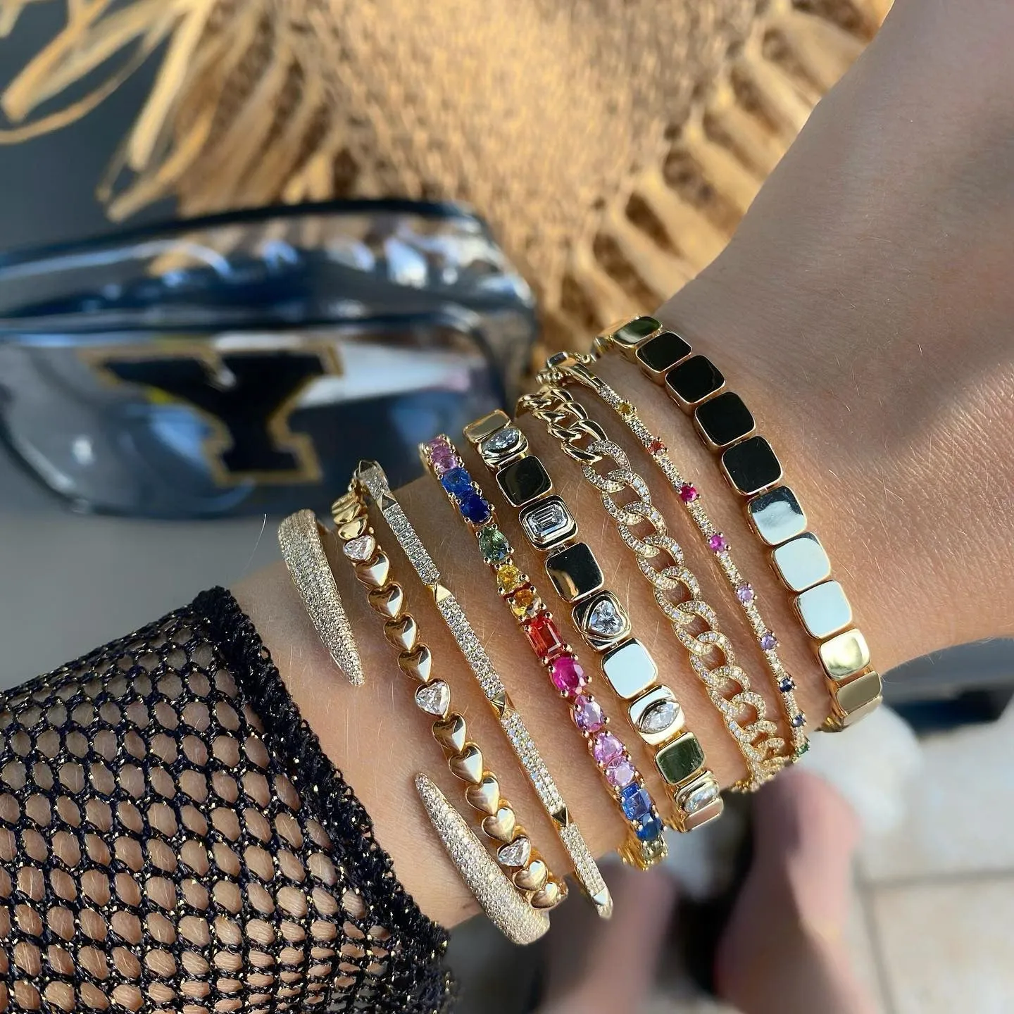 Heart Diamond Golden Tennis Bracelet