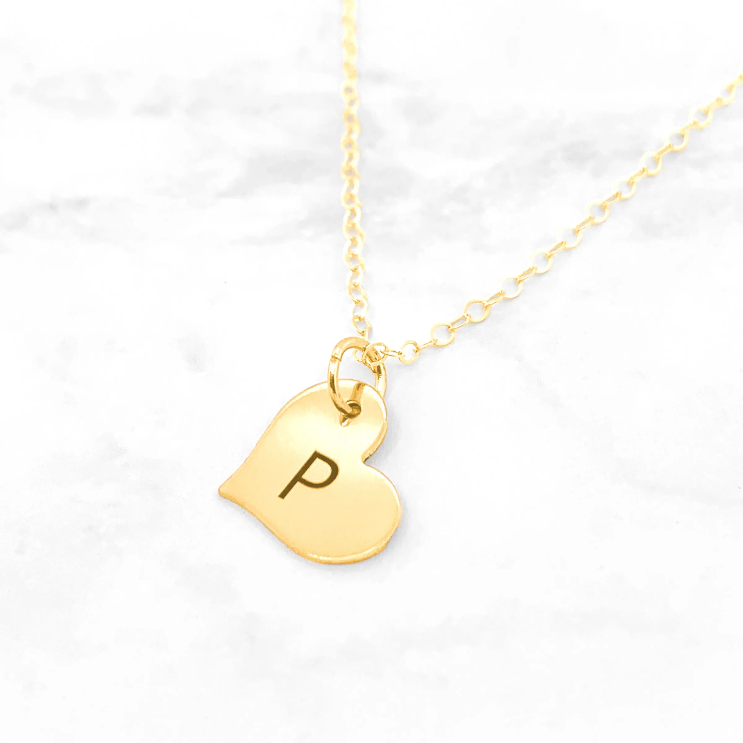 Heart Initial Necklace - Personalized Initial Necklace