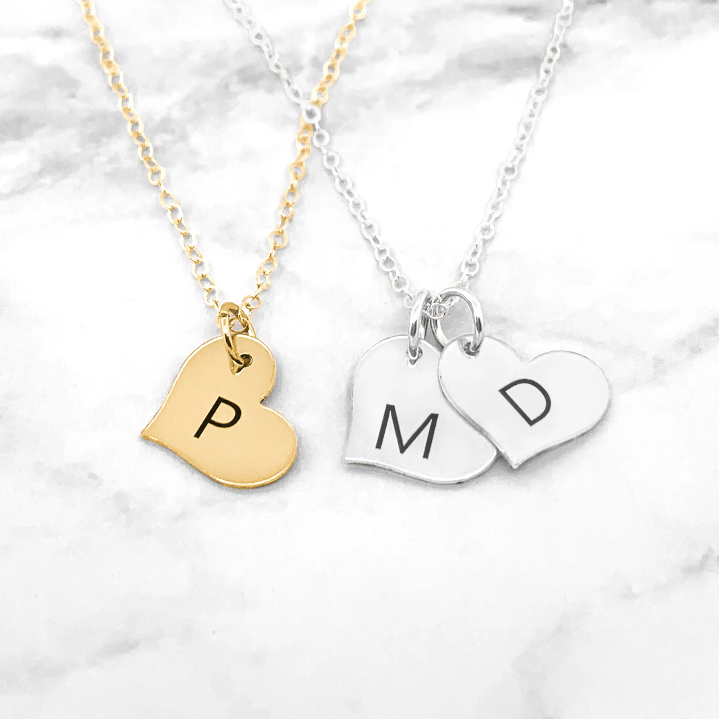 Heart Initial Necklace - Personalized Initial Necklace