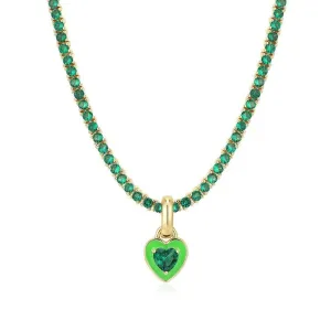 Heart Of Glass 18K Gold Plated - Green Necklace
